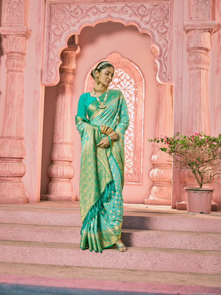 GANGA AQUA VISCOSE SAREE