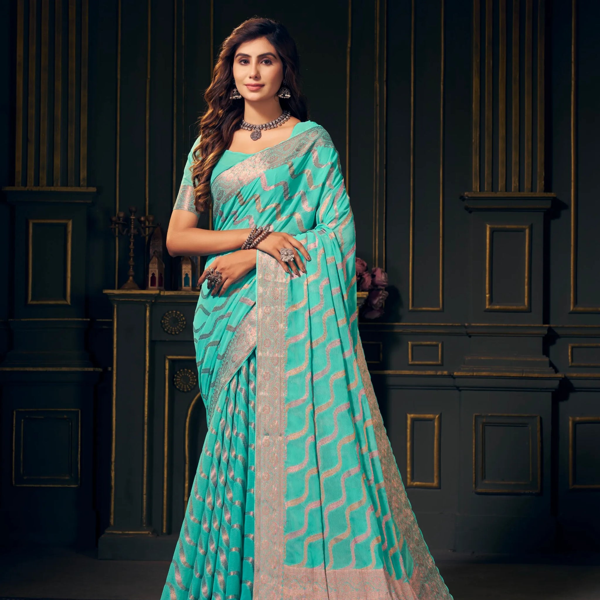 Mitali Aqua Pure Georgette Saree