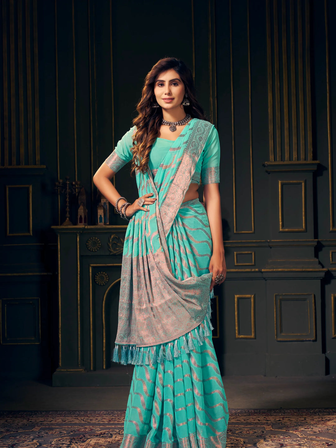 Mitali Aqua Pure Georgette Saree