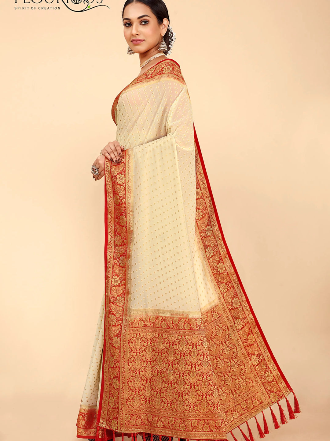 Bindia White Viscose Saree