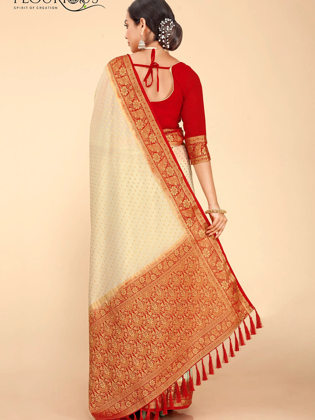 Bindia White Viscose Saree