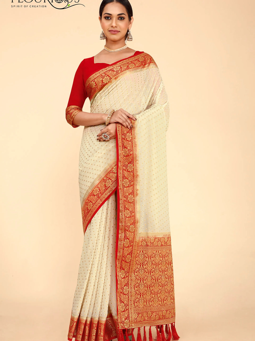 Bindia White Viscose Saree