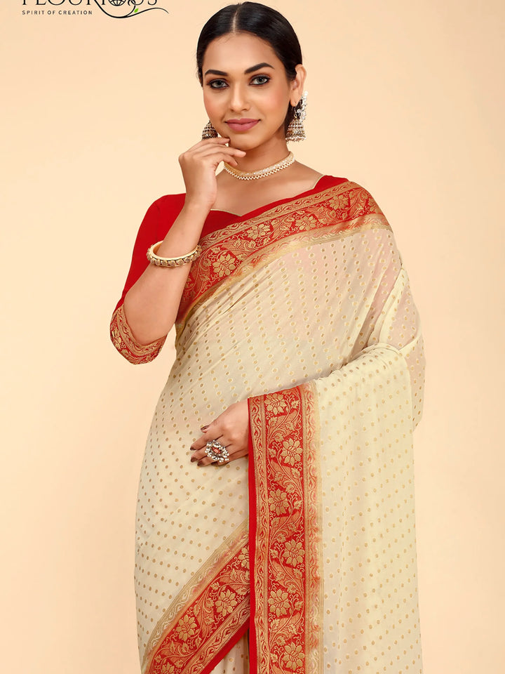 Bindia White Viscose Saree