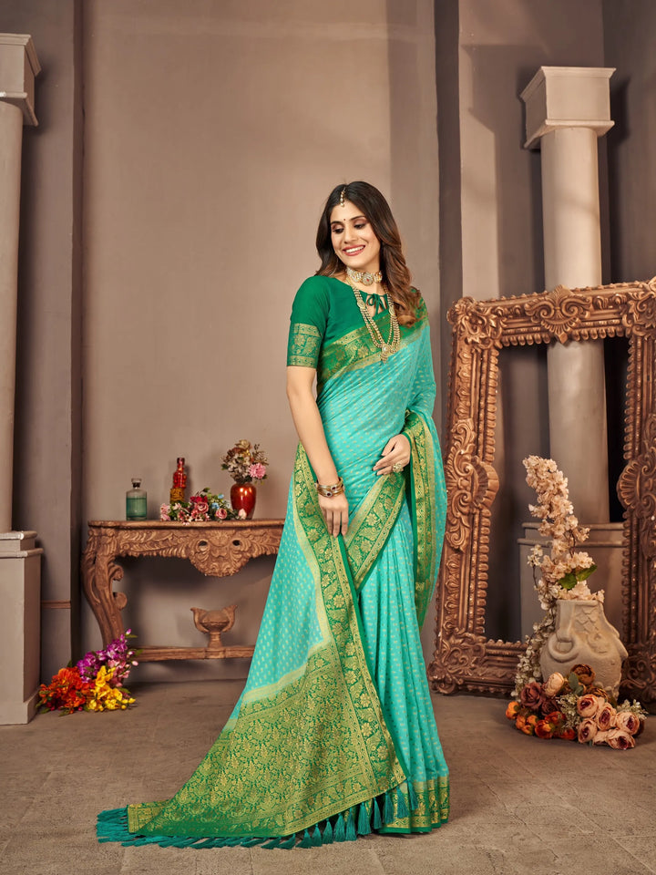 Bindia Aqua Viscose Saree