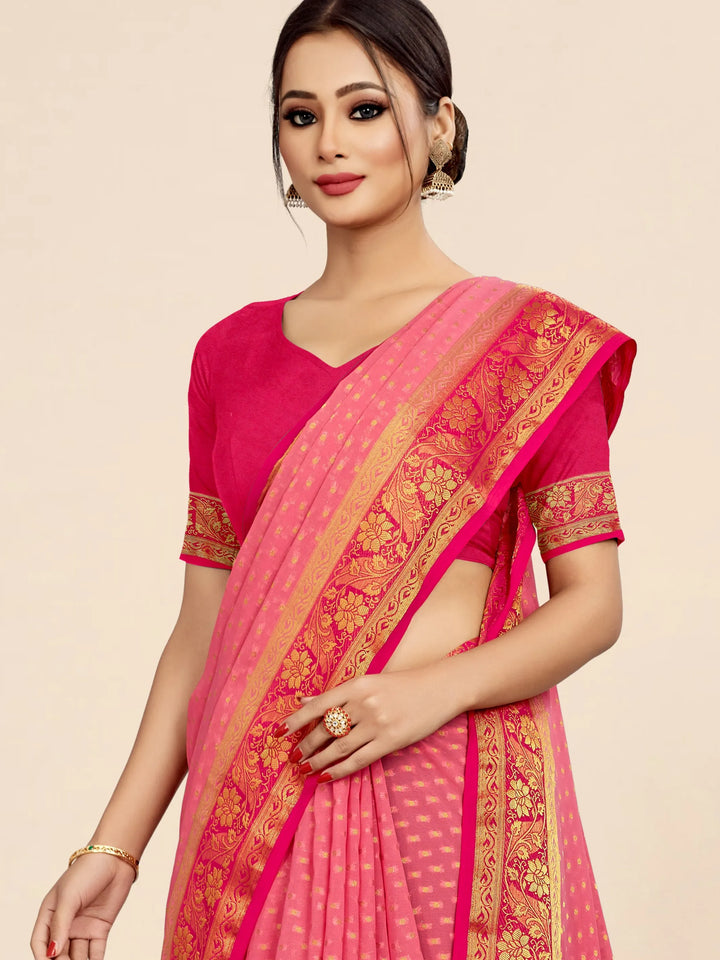 Bindia Pink Viscose Saree