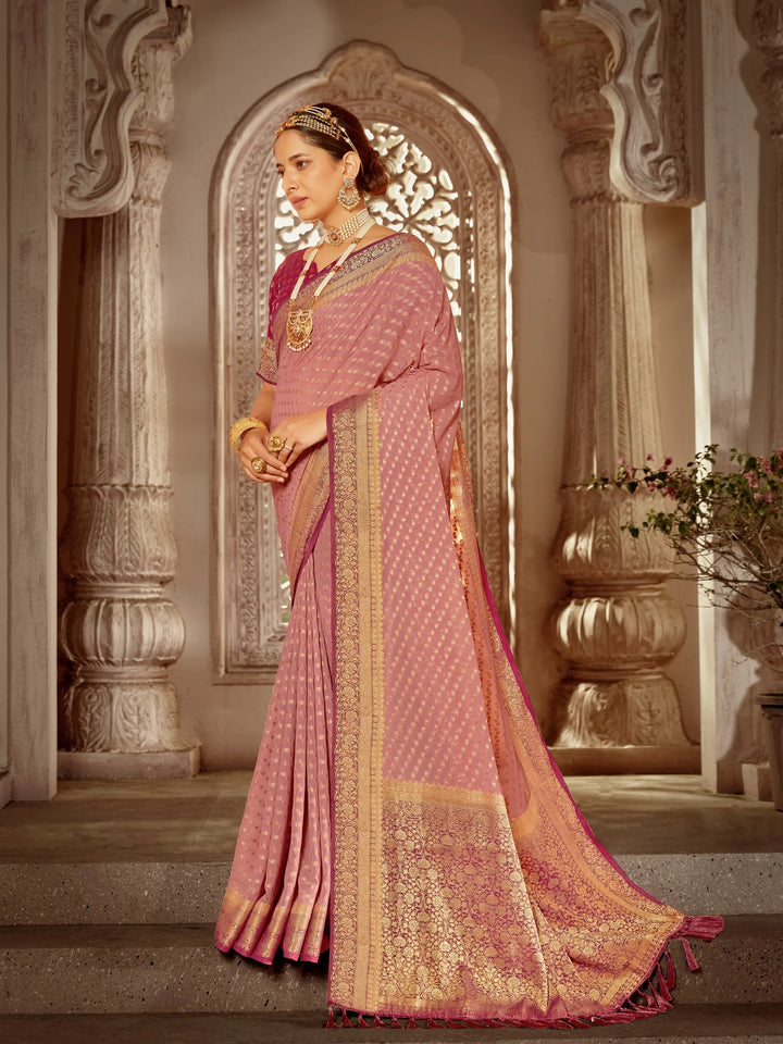 Bindia Pink Viscose Saree