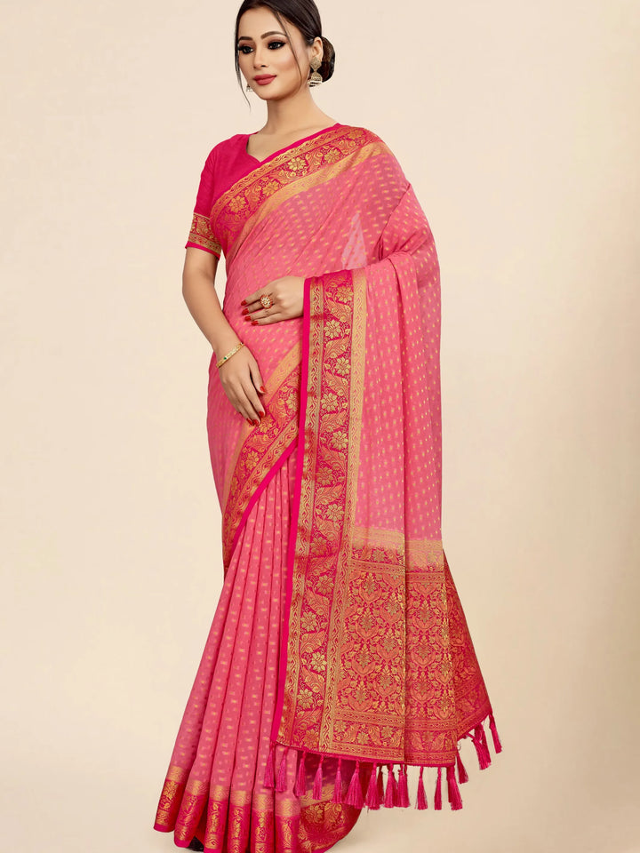 Bindia Pink Viscose Saree