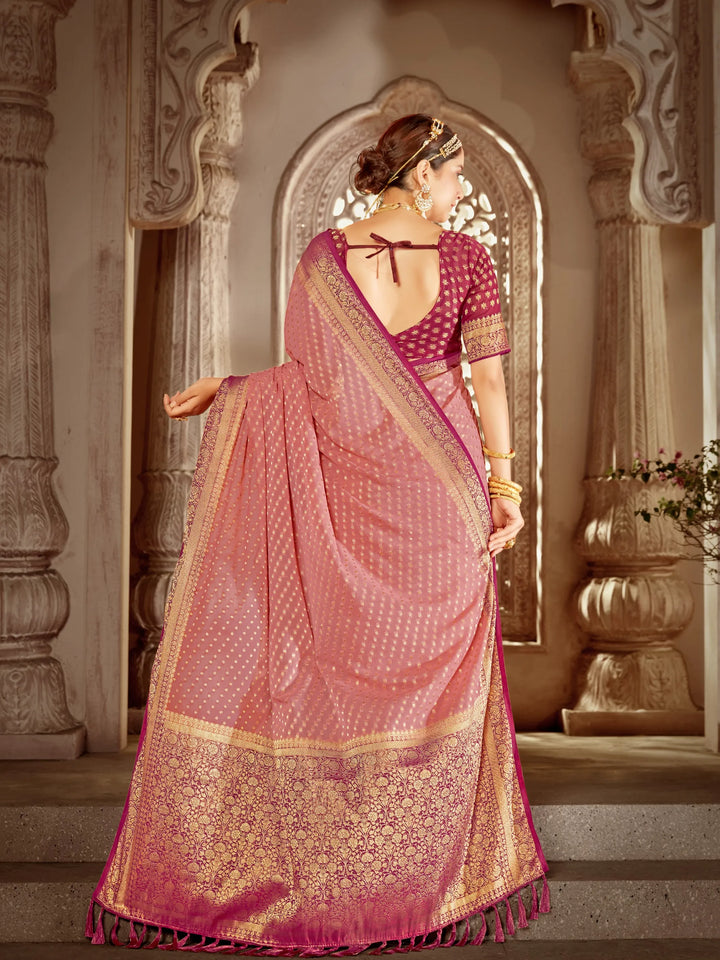 Bindia Pink Viscose Saree