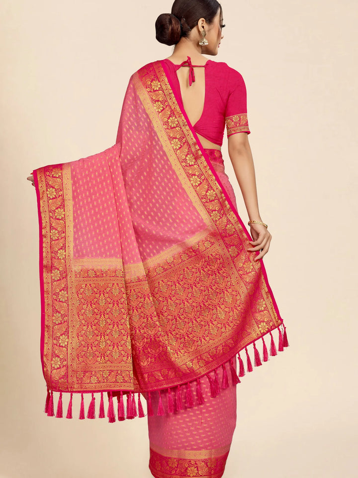 Bindia Pink Viscose Saree