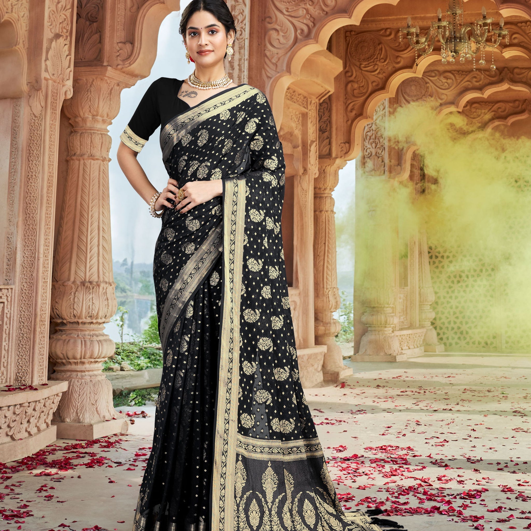 DISHA BLACK VISCOSE SAREE