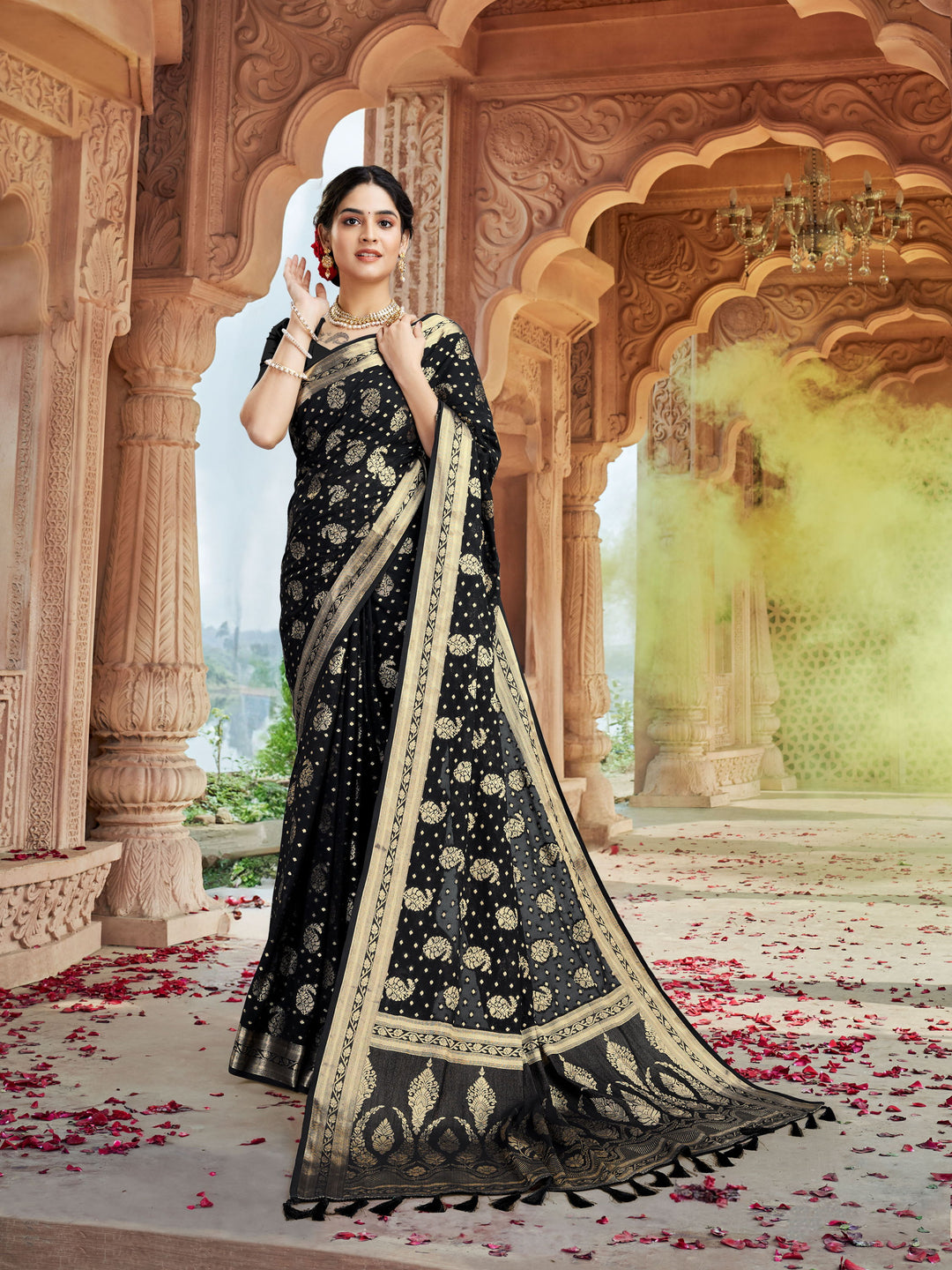 DISHA BLACK VISCOSE SAREE