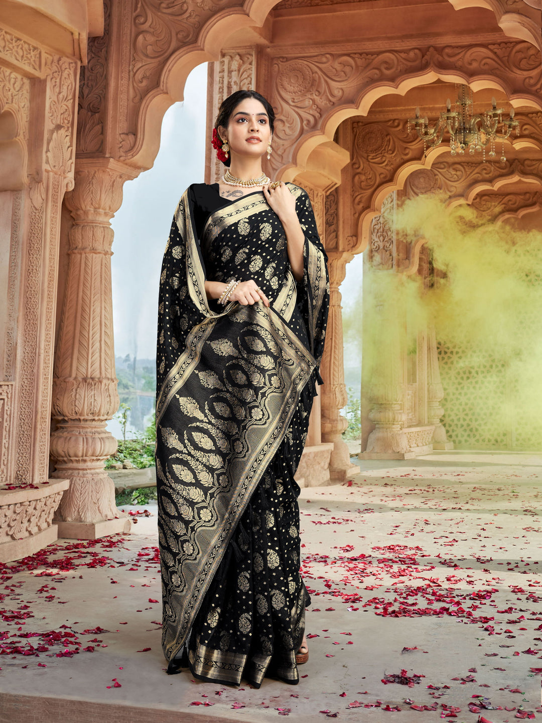 DISHA BLACK VISCOSE SAREE