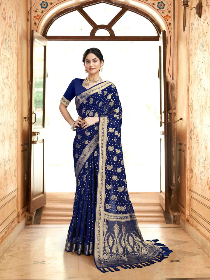 DISHA NAVY BLUE VISCOSE SAREE