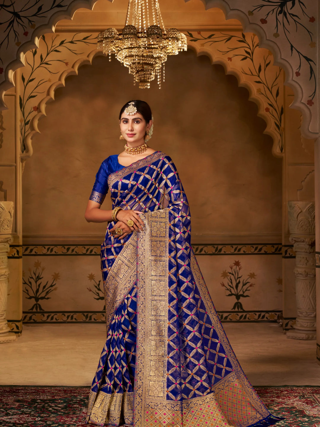 Varsha Blue Pure Organza Saree for Wedding