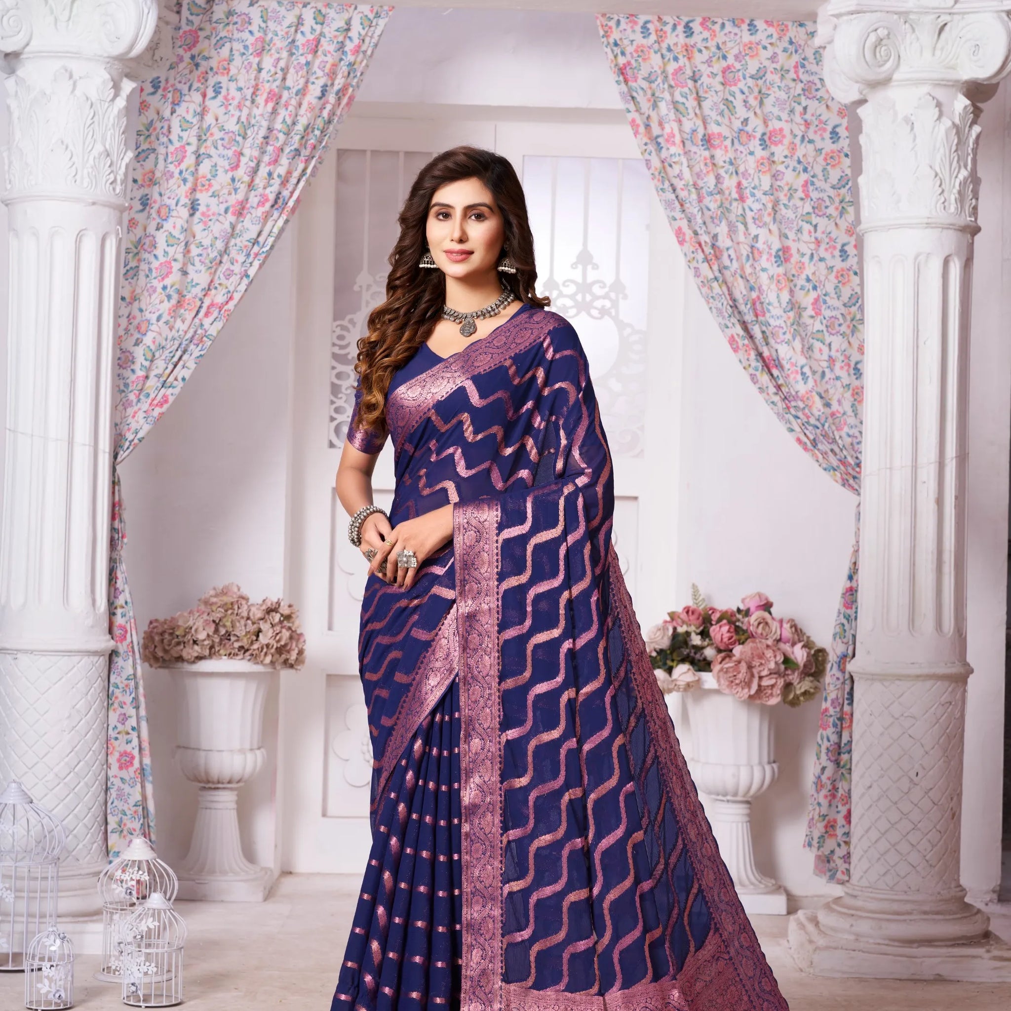 Mitali Blue Pure Georgette Saree