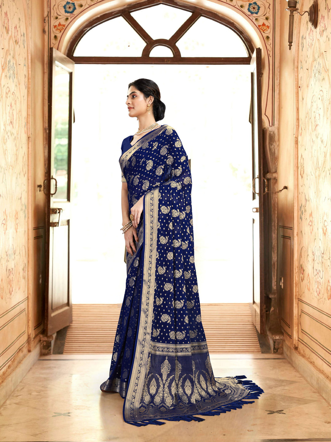 DISHA NAVY BLUE VISCOSE SAREE