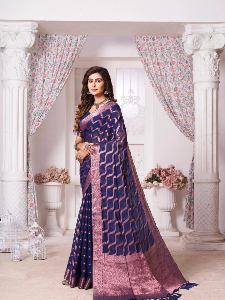 Mitali Blue Pure Georgette Saree