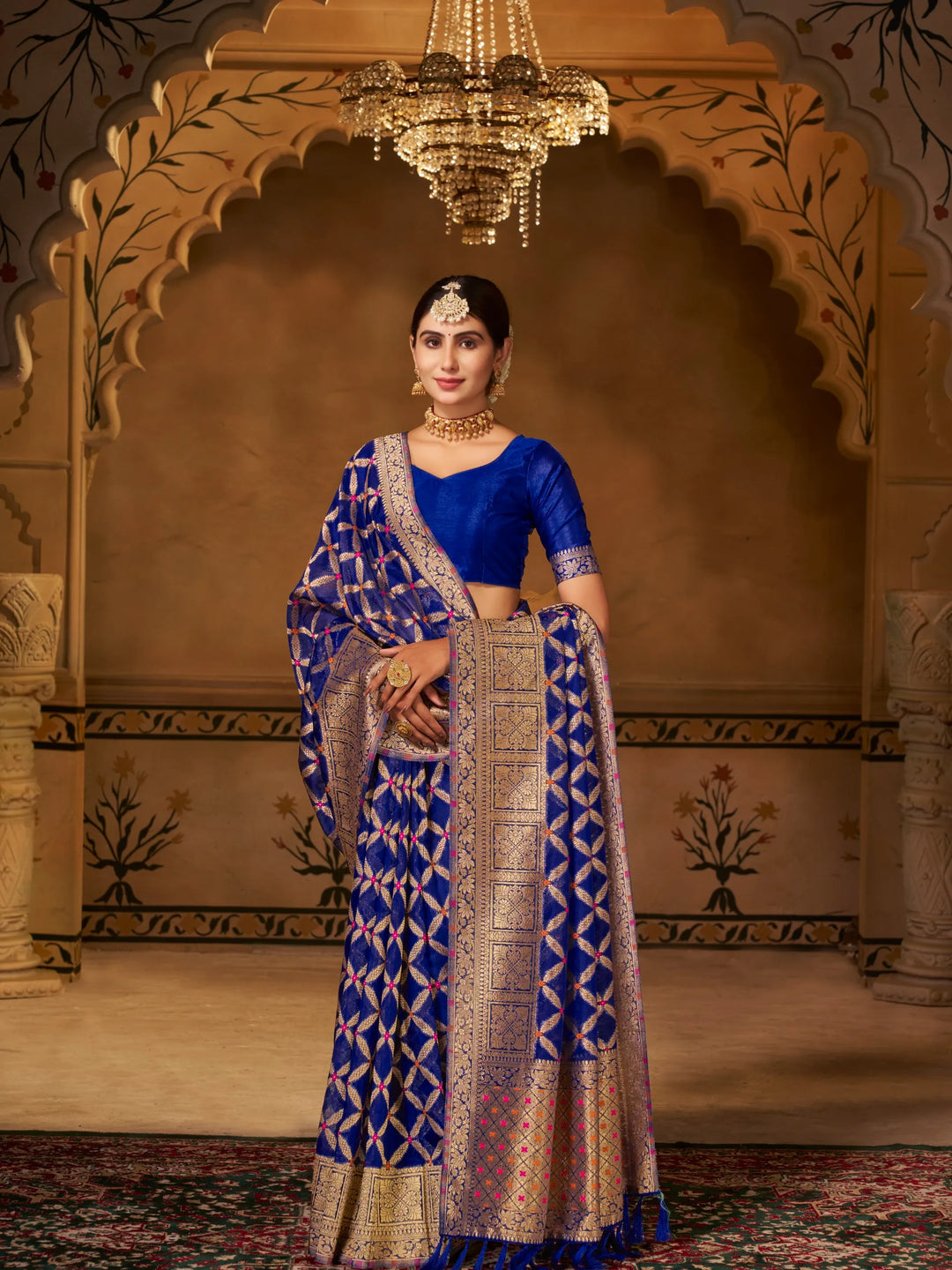 Varsha Blue Pure Organza Saree for Wedding