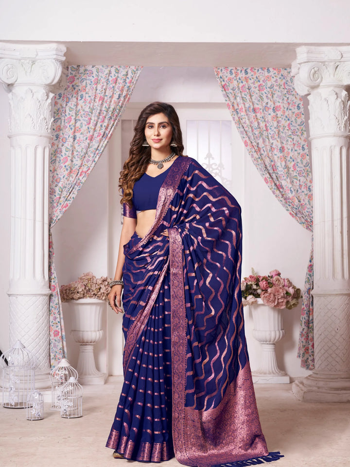 Mitali Blue Pure Georgette Saree