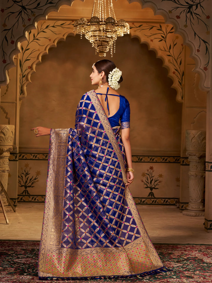 Varsha Blue Pure Organza Saree for Wedding