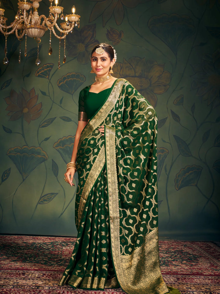 RANGAT Green Pure viscose Georgette saree