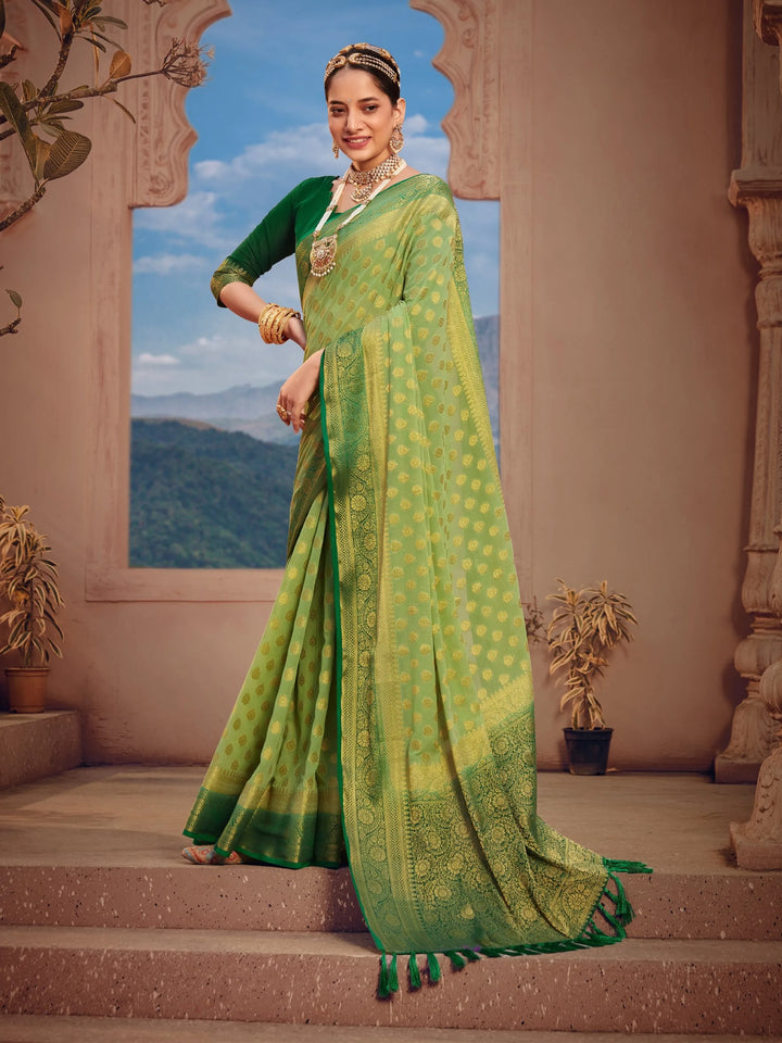 GANGA GREEN VISCOSE SAREE