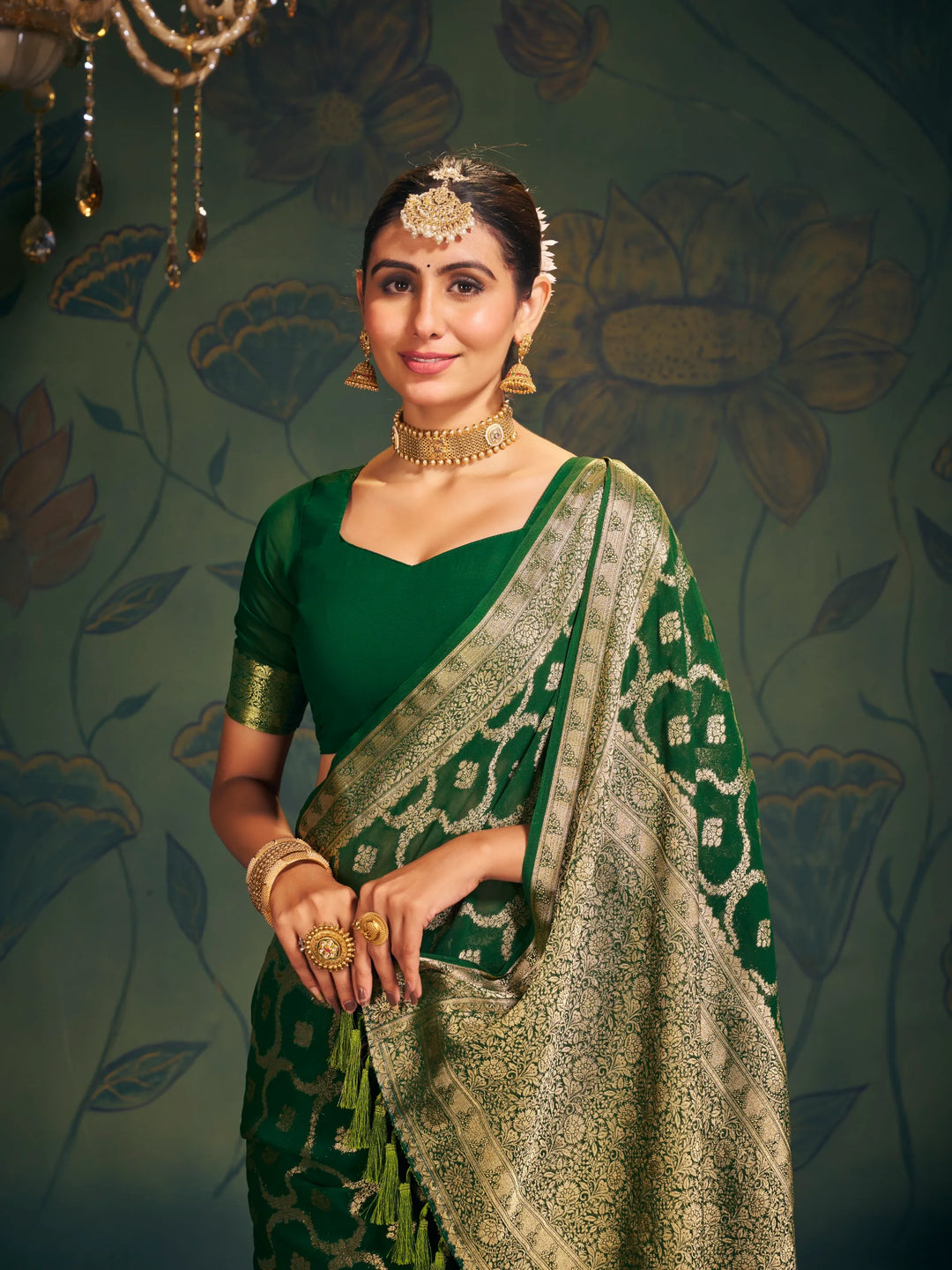 RANGAT Green Pure viscose Georgette saree