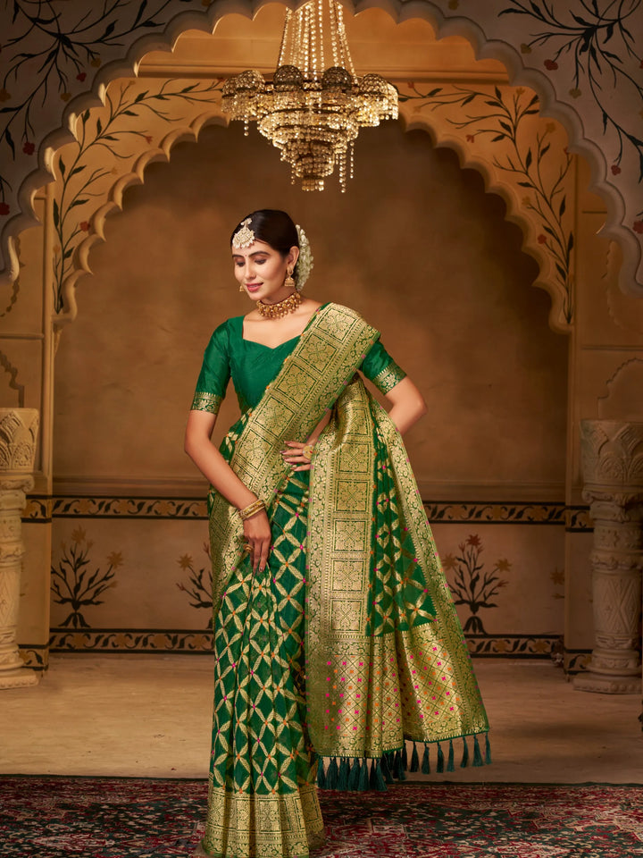 Varsha Green Pure Organza Saree for Wedding