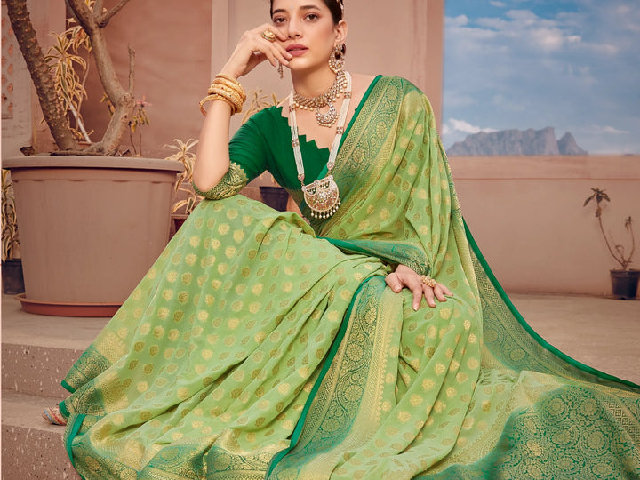 GANGA GREEN VISCOSE SAREE