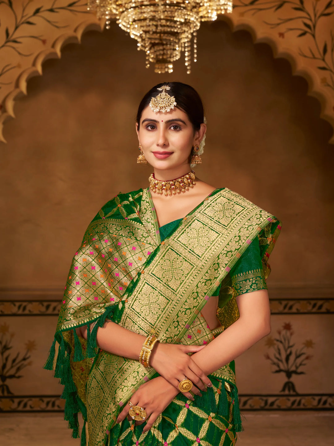 Varsha Green Pure Organza Saree for Wedding