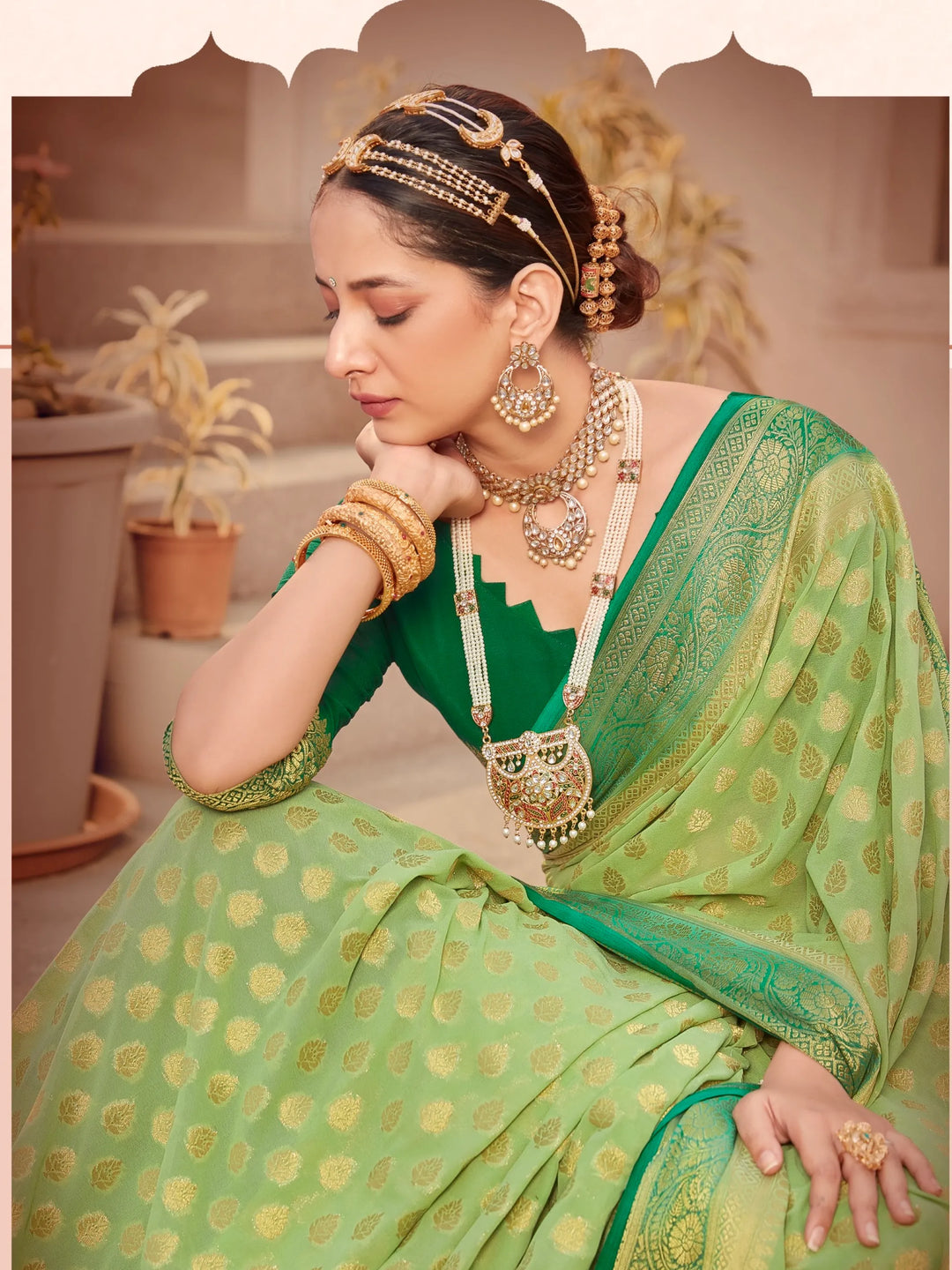 GANGA GREEN VISCOSE SAREE