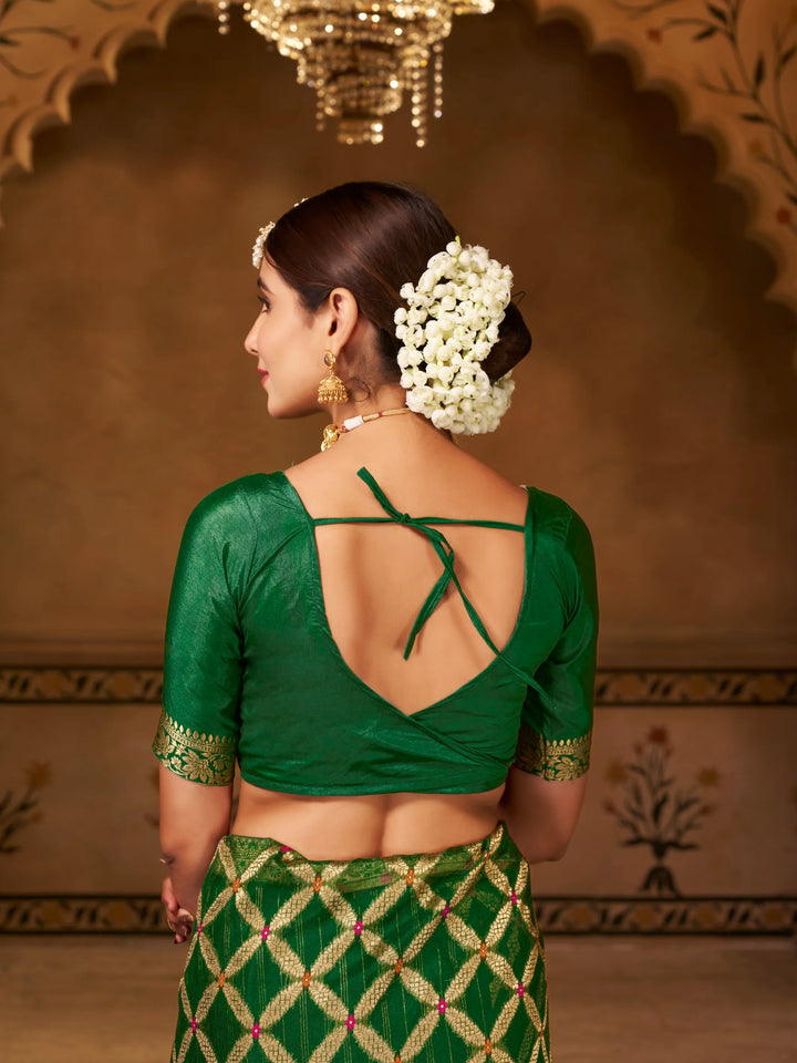 Varsha Green Pure Organza Saree for Wedding