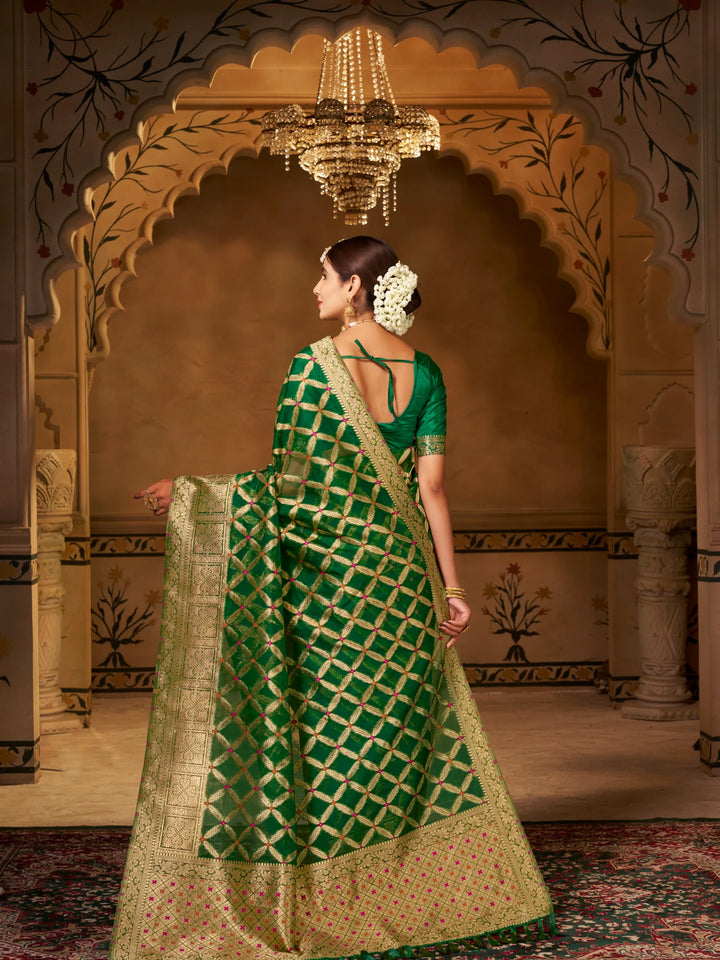 Varsha Green Pure Organza Saree for Wedding