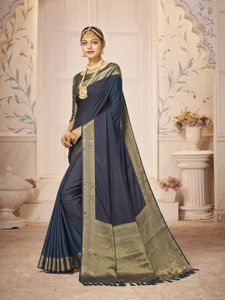 Majulika Grey Color Pure Dola Silk Saree