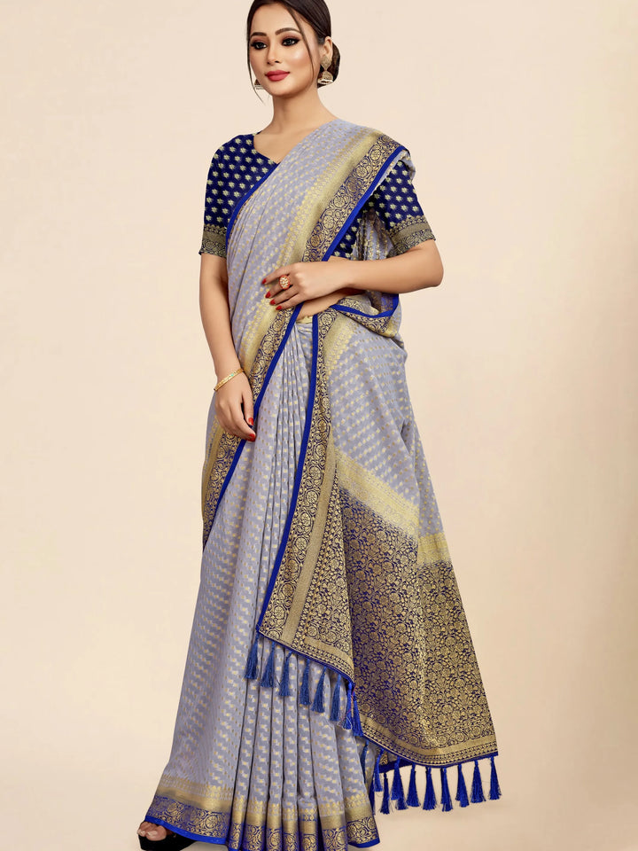 Bindia Grey Viscose Saree