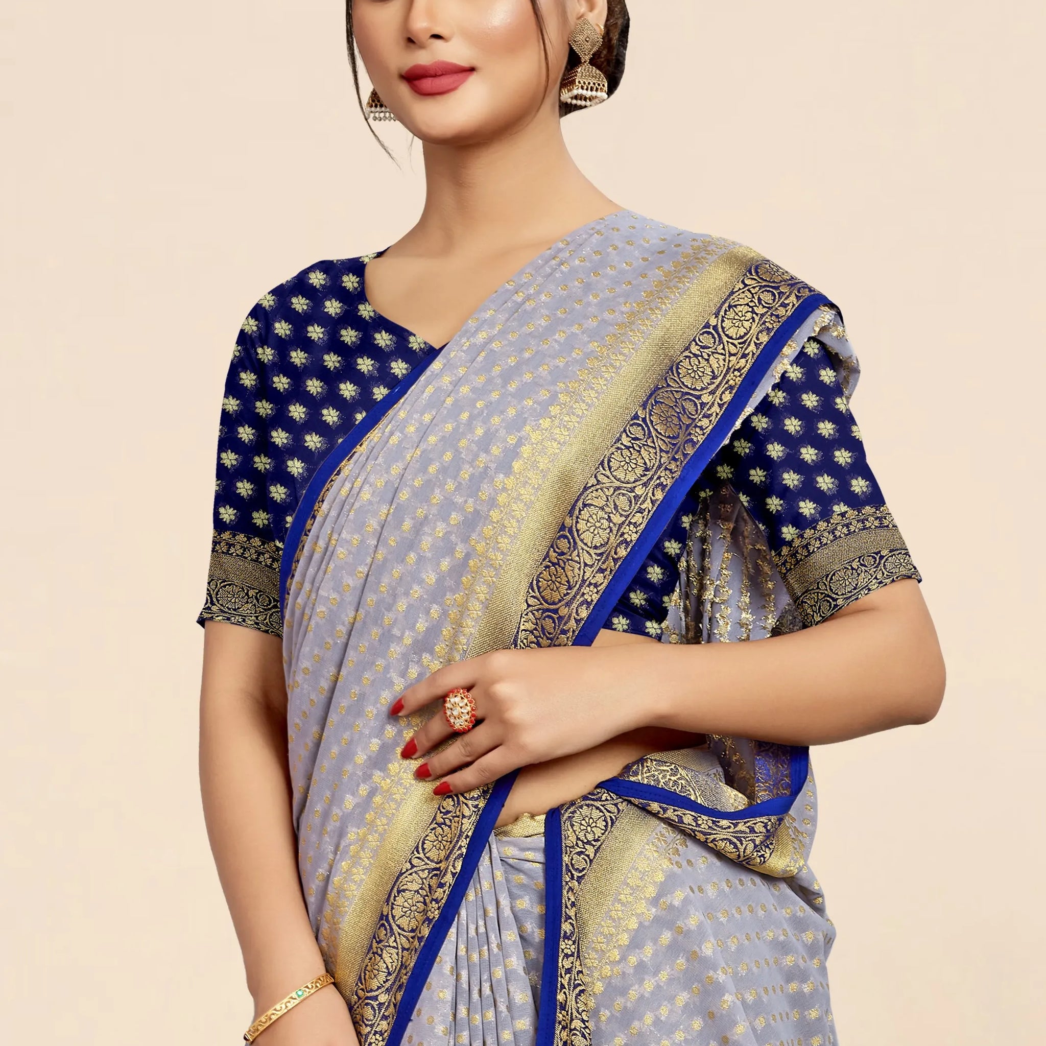 Bindia Grey Viscose Saree
