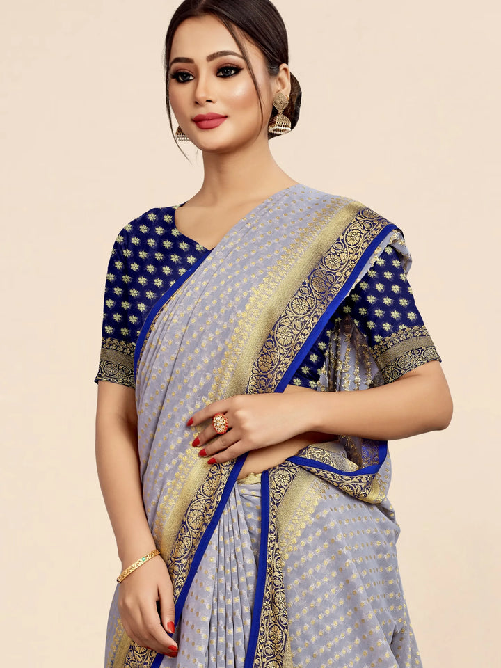 Bindia Grey Viscose Saree