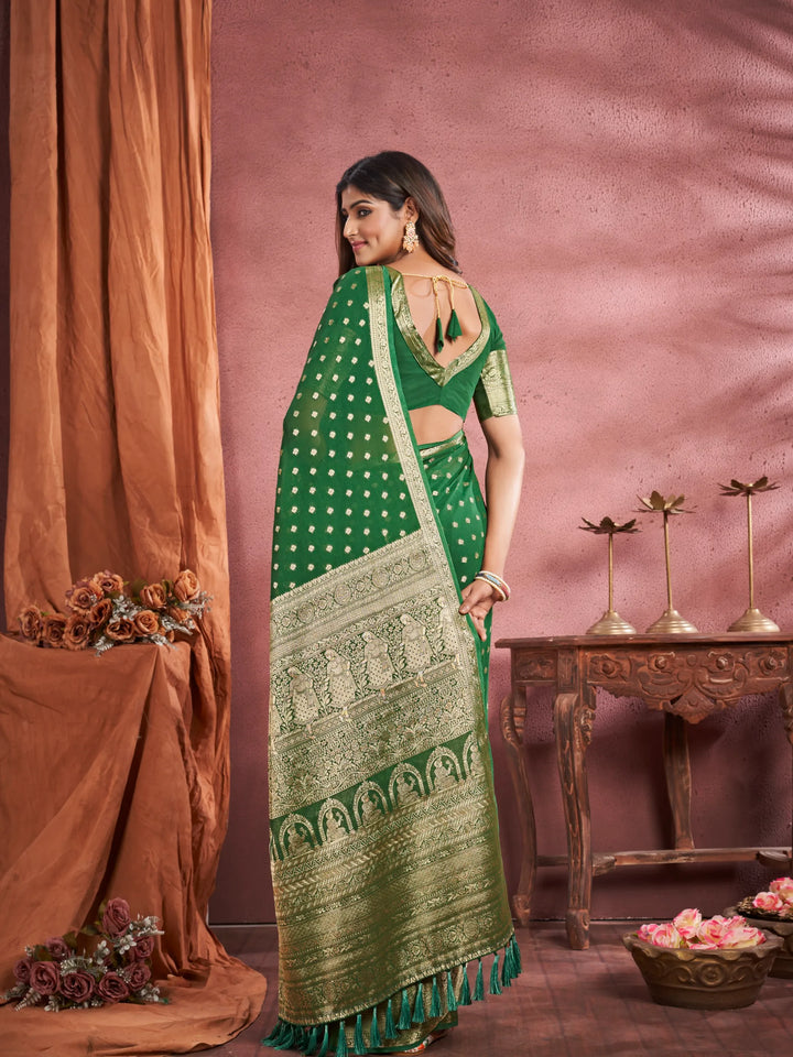 KUM KUM  Dusty Green Pure viscose Georgette saree