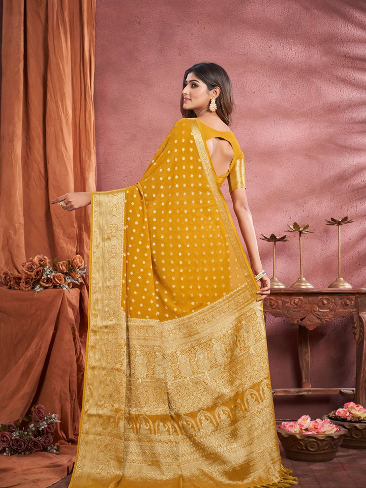 KUM KUM  Dusty Yellow Pure viscose Georgette saree