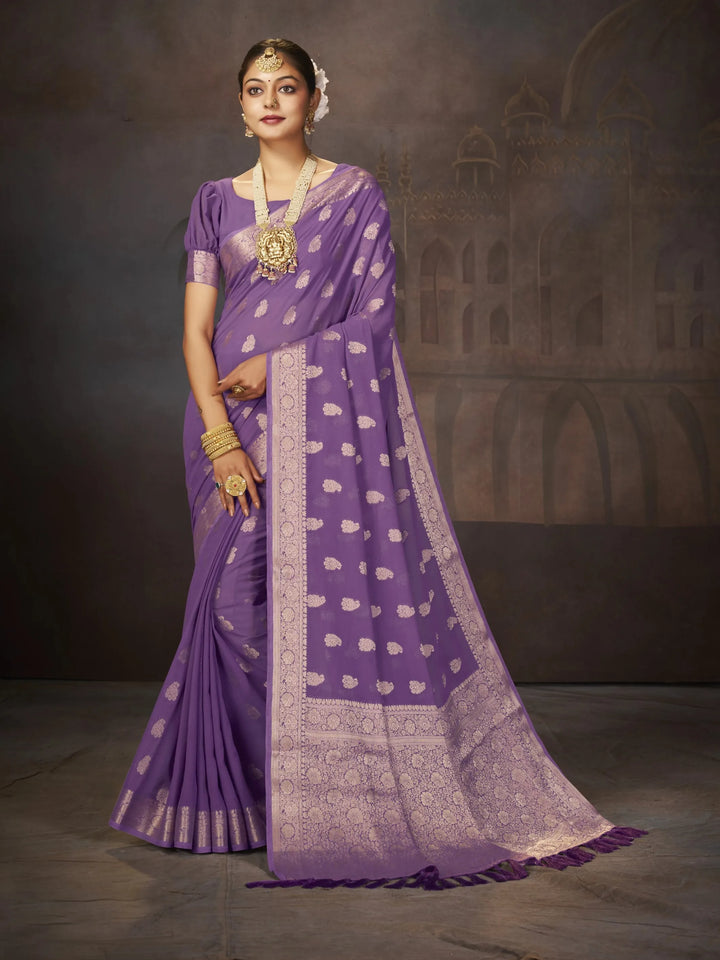 Suhana Lavender Color Pure Georgette Saree for Women