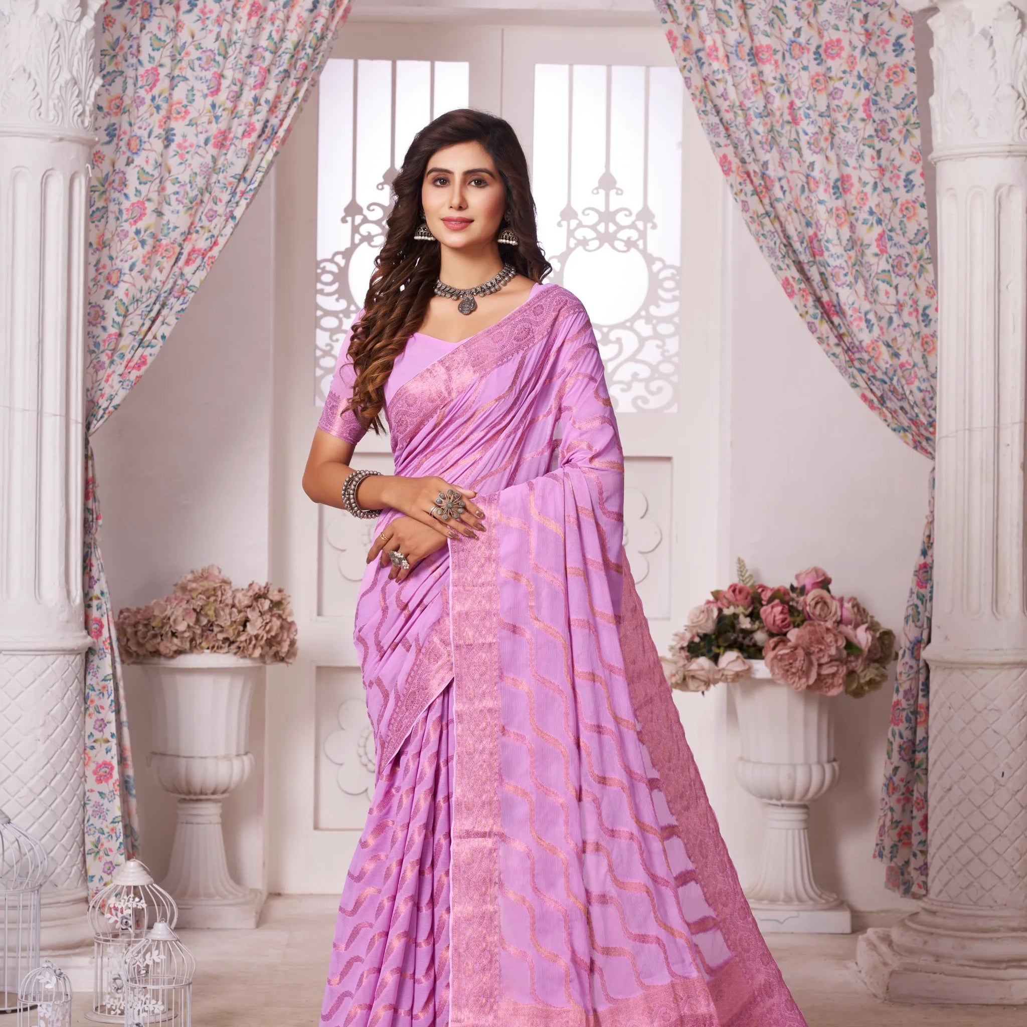 Mitali Pink Pure Georgette Saree