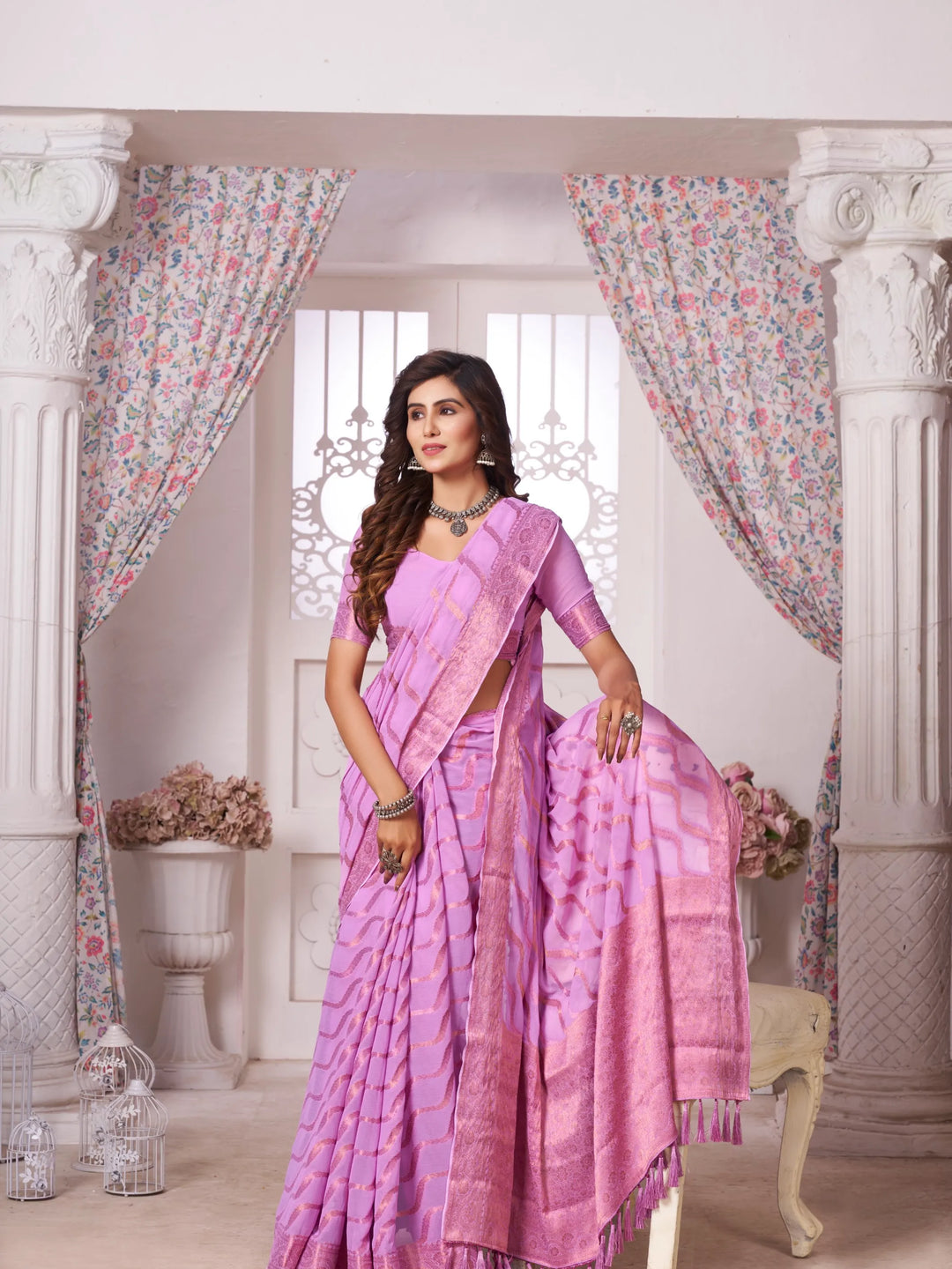 Mitali Pink Pure Georgette Saree