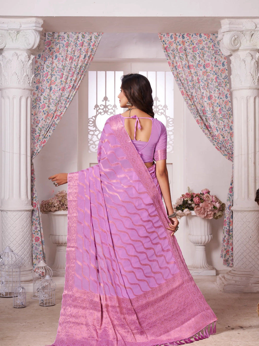 Mitali Pink Pure Georgette Saree