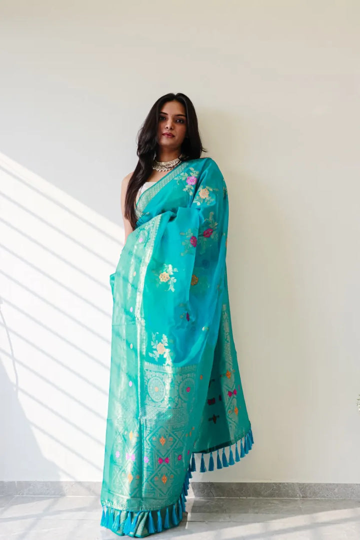 Saloni Firozi Meena Organza Saree