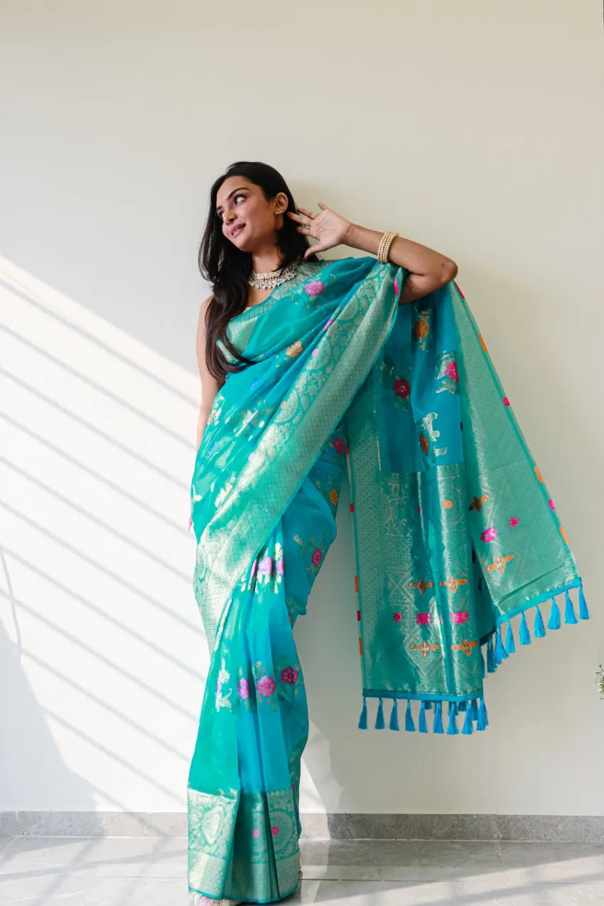 Saloni Firozi Meena Organza Saree