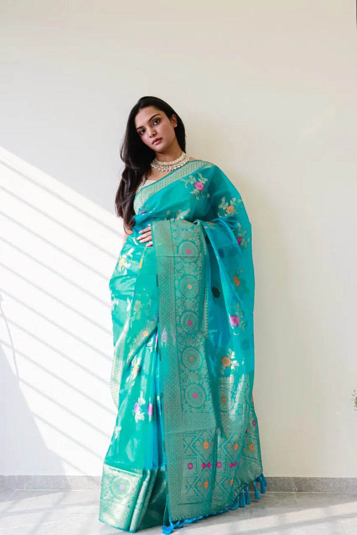 Saloni Firozi Meena Organza Saree