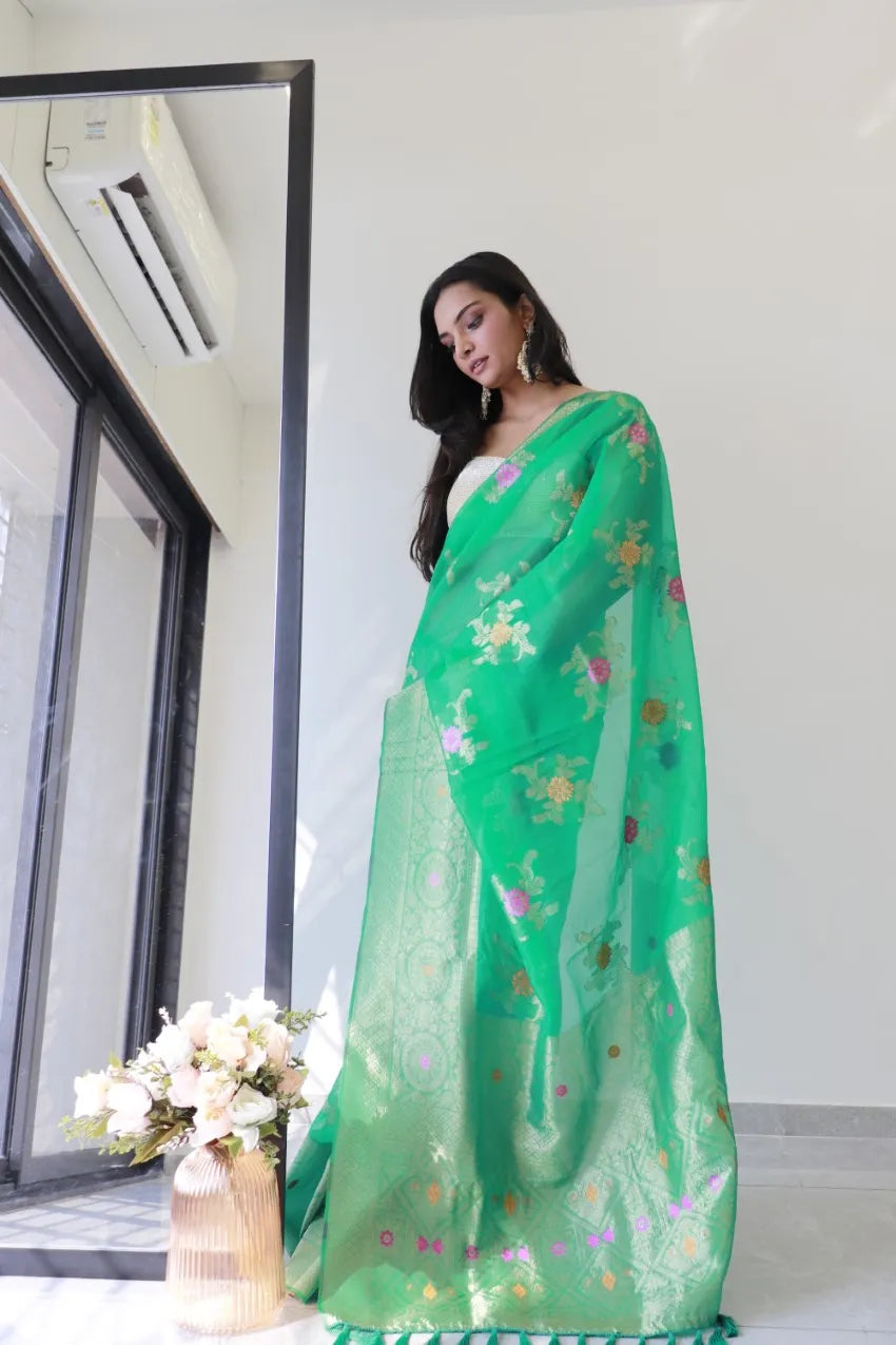 Saloni Green Meena Organza Saree