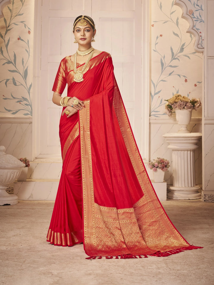 Majulika Red Color Pure Dola Silk Saree