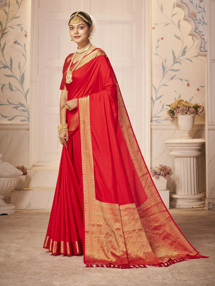 Majulika Red Color Pure Dola Silk Saree