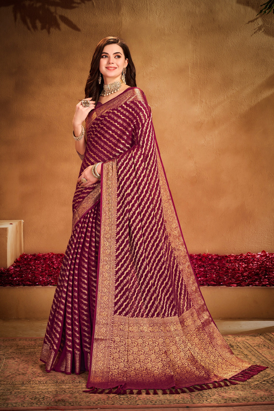 Garima 1 Maroon Viscose Saree